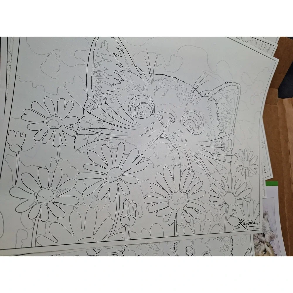 Bradford Exchange Kayomi Harai Artistic Escapes Coloring Kit Kittens & Pencils
